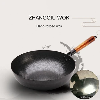 

Stainless Cast Iron Pot Hand Forging Non-Stick Uncoated Wok Stainless Wok Frying Pan Non-Stick Cookware Kitchen Cooking Pot