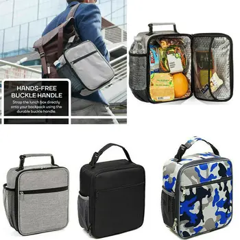 

Unisex Women Men Kids Oxford Solid Color/Camouflage Insulated Lunch Bag Picnic Cooler Ice Box Adults Tote Food Lunch Box