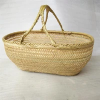 Round large bamboo wicker basket straw rattan handmade organizer baskets for storage bread fruit Laundry Panier Osier Picnic 1