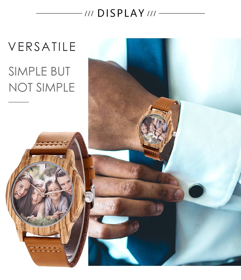 Accept Photo Personalized Customized Printing Your Photo Men Watch Unique Bamboo Wood Quartz Wristwatch Creative Souvenir Gifts 2020 2021 BOBO BIRD (5)