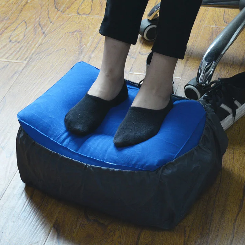 XC USHIO 3 Adjustable Heights Inflatable Foot Rest Pillow Travel Airplane Cushion with Dust Cover Train Car Footrest 2 Valves (42)