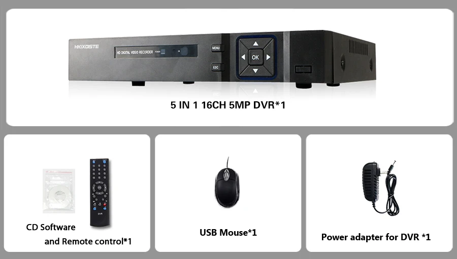HKIXDISTE DVR Регистраторы 16CH комплект Камера NVR 16-канальный видеорегистратор HDMI VGA Max 4 ТБ P2P посмотреть видео Регистраторы Поддержка AHD/аналоговый/TVI CVI/IP Cam