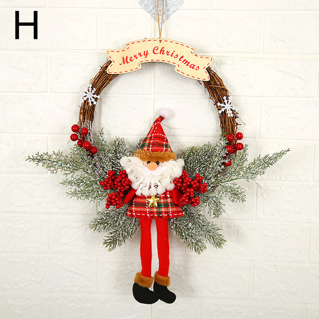 Wreath With Bow Door Hanging Rattan Ornament Garland Xmas Wall Window Wedding Decorations Home Decor Leaves