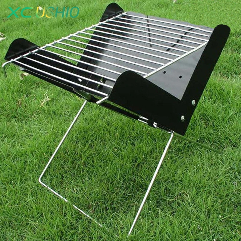 

Folding Outdoor Camping Hiking Iron Can-Lift X Grill Set 3-4 Cooking Survival Equipment Multi Fuel Camping BBQ Tripod Grill