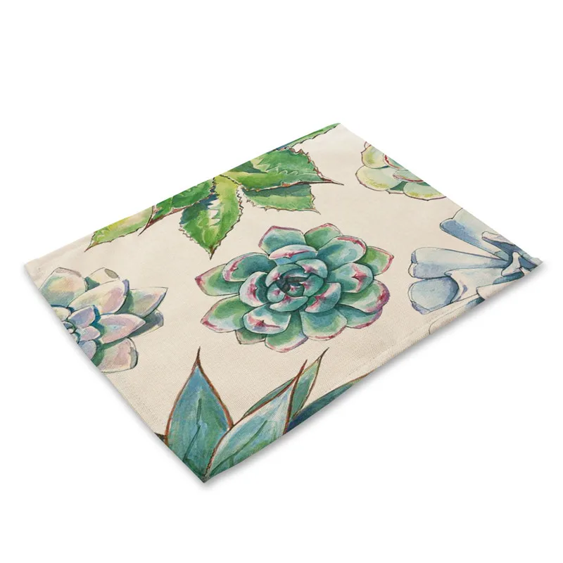 

Succulents Drink Coasters Simple Plants Pattern Table Mat Kitchen Decoration Placemat Table Napkin For Wedding Table Mat