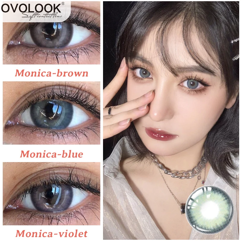 OVOLOOK 2pcs/pair Colored Lenses for Eyes Natural Pupil Color Contact