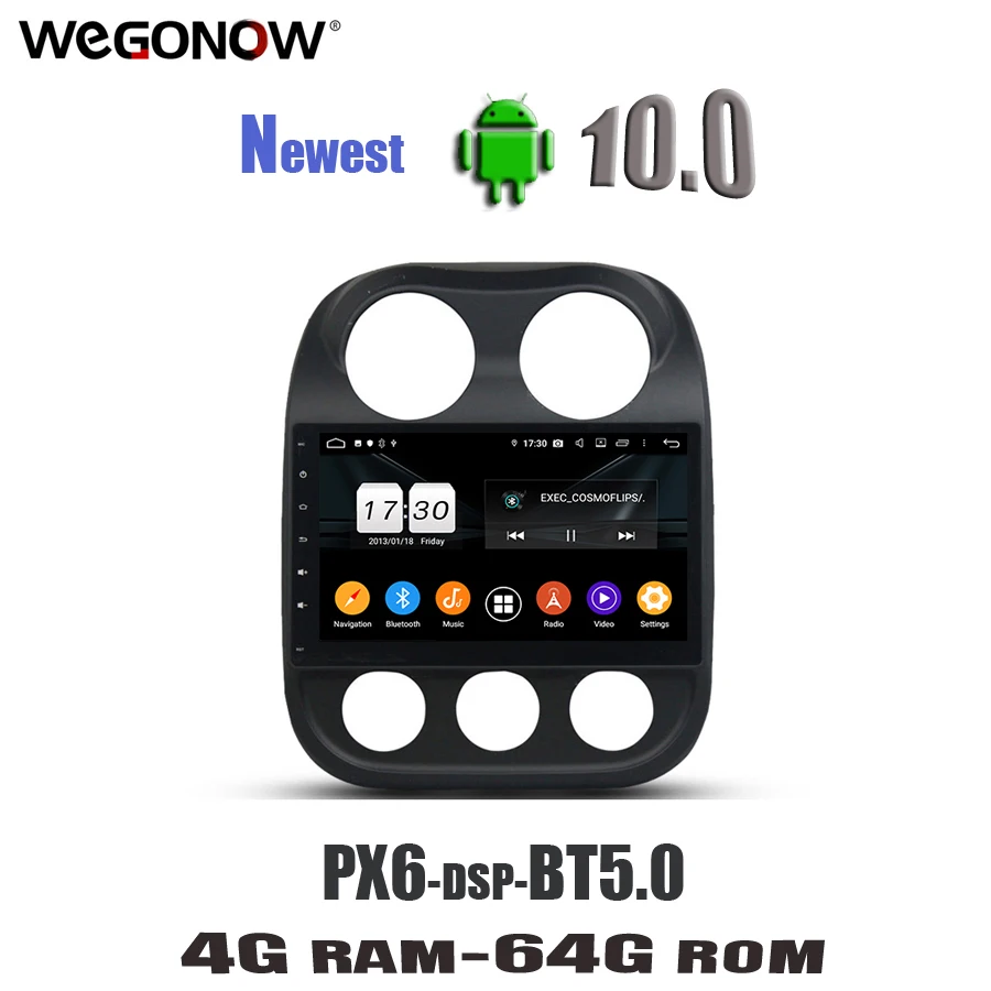 DSP PX6 TDA7851 Android10 для Jeep Compass 2010-2016 4 Гб 64 8 ядер автомобильный DVD-плеер GPS карта RDS радио