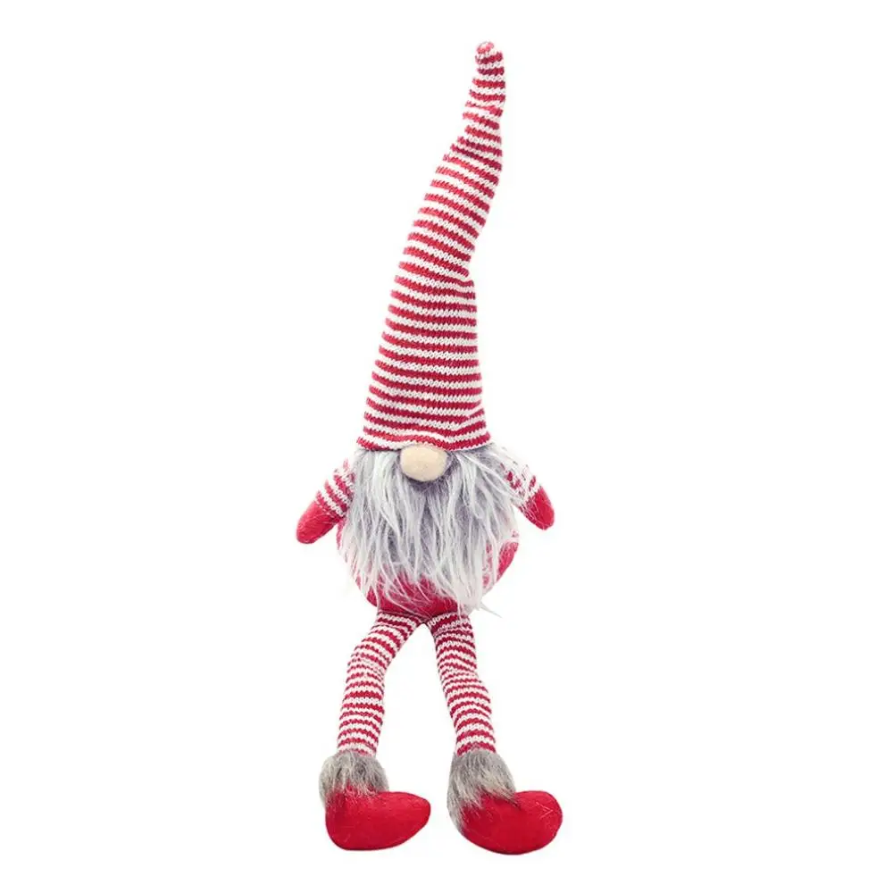 

Christmas decoration Striped hat hanging leg no face doll scene layout home decoration decoration room decoration