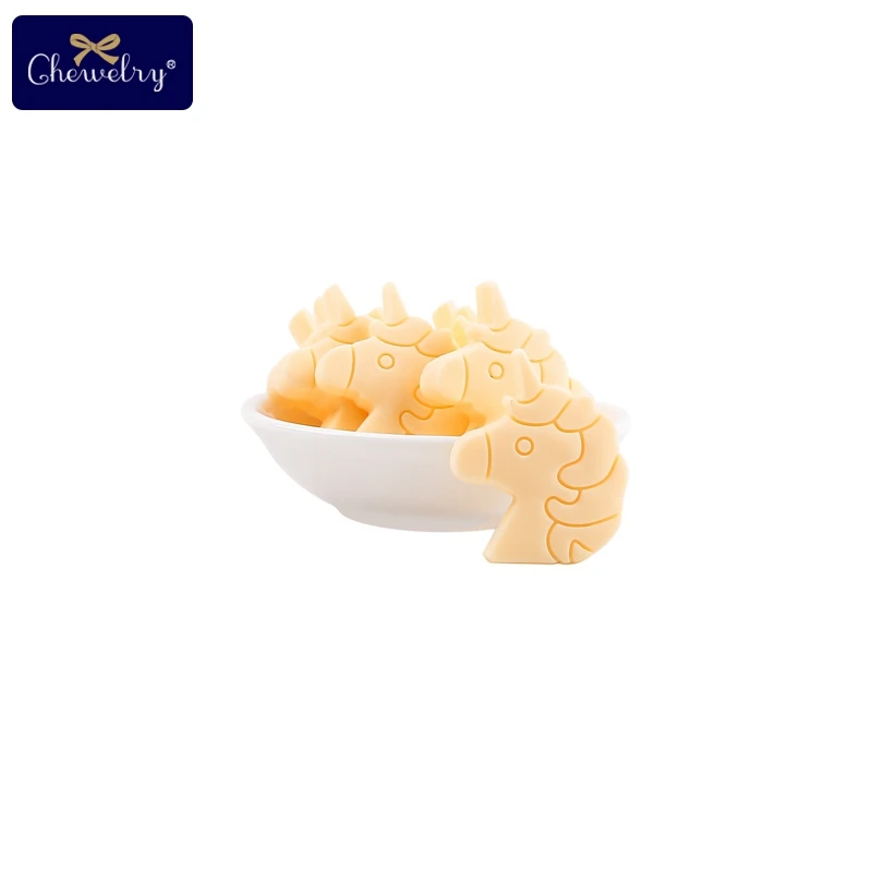 Candy Yellow 5 шт., силиконовый Прорезыватель для зубов, бисер, единорог, детская игрушка, сделай сам, соска, цепочка, ожерелье, подвеска, кусачки, грызун, грызун для прорезывания зубов, детская игрушка - Цвет: Candy Yellow