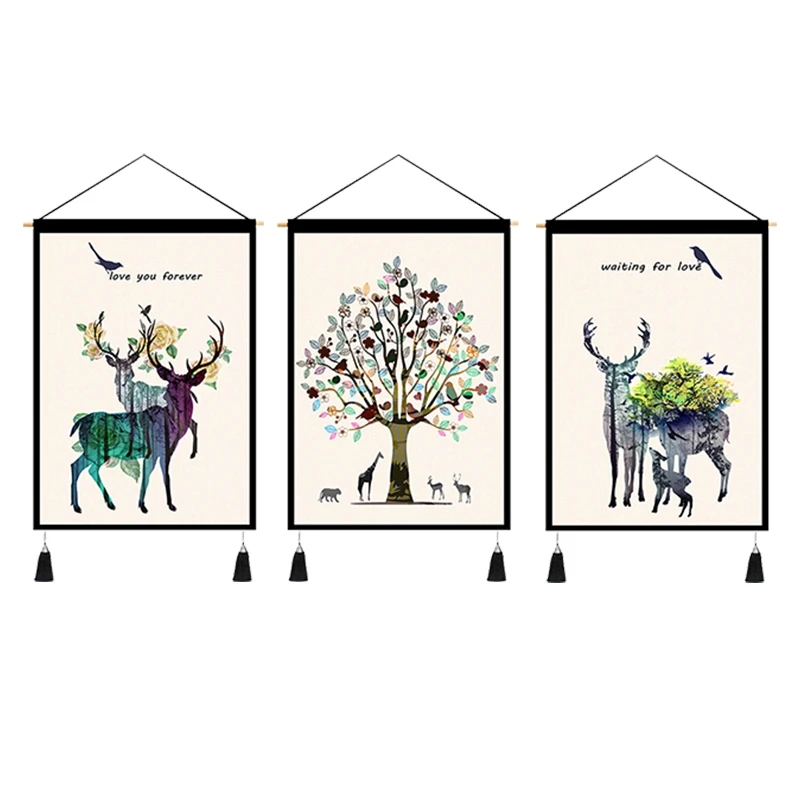 

3Pcs Nordic Tapestry Simple Tapestry Decorative Fabric Hanging Picture Bedside Decorative