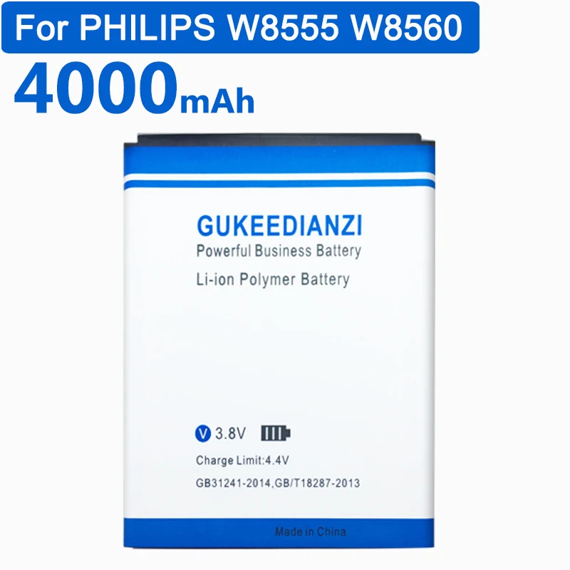 Аккумулятор большой емкости GUKEEDIANZI AB3300BWMC мобильный телефон 4000 мач для PHILIPS Xenium W8555