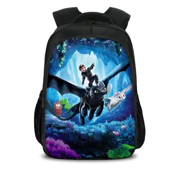 

16inch Toothless Light Fury 3D Printed Backpack How To Train Your Dragon The Hidden World Amazing School Bag Kids Gift Mochila