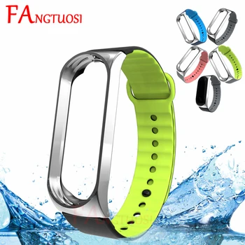 

FANGTUOSI For Mi Band 4 mi band 3 Strap Sport Wrist Band Bracelet Silicone Metal Case Wrist Strap for Xiaomi Mi Band 4 3 Correa