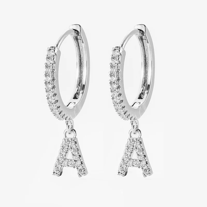 Трендовые серебряные серьги-кольца с кубическим цирконием a-z, модные высококачественные роскошные брендовые серьги-капли для женщин, корейские ювелирные изделия