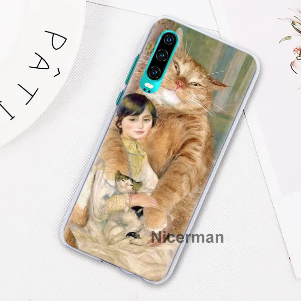 Забавный Pat Cat Art painting красочные милые чехлы для телефонов huawei P30 Pro P10 P20 Lite P30 Lite P Smart Plus Жесткий Чехол для ПК Co - Цвет: 12