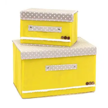 

1 Pack Foldable Cloth Storage Box with Lids Non-woven Home Organizer Basket Container Case Yellow S Size