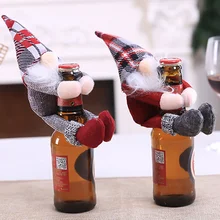 Рождественские Чехлы для винных бутылок, рождественские вечерние украшения для винных бутылок с Санта-Клаусом и снеговиком