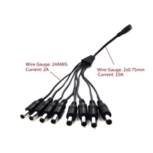 Кабель питания постоянного тока 1 Женский до 8 штекер сплиттер адаптер DC разъем питания Женский 5,5x2,5 мм разъем для светодиодной ленты CCTV камера 30 см