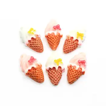 

20/50 pcsBulk Resin Ice-cream Cones Dessert Charms 12*23MM Flatback Resin Sweet Cabochons Hair Bow Center Craft Jewelry Making