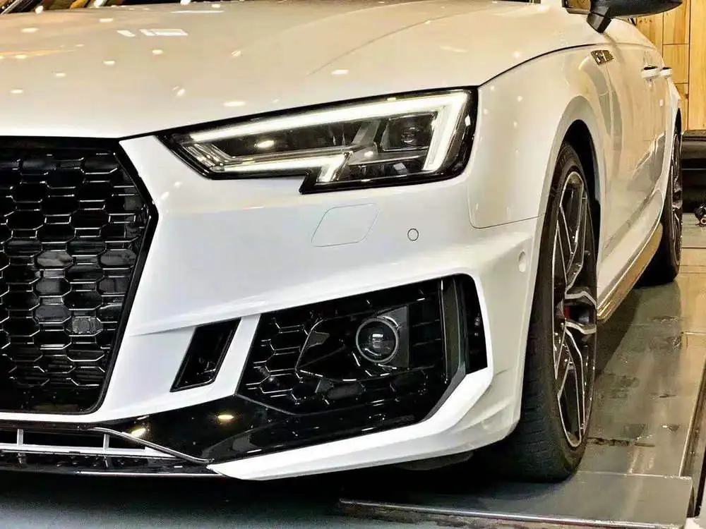 PP RS4 передний бампер w передний гриль для губ/RS4 задний бампер w диффузор выхлопной трубы для Audi A4 кузова- до RS4 кузов комплект