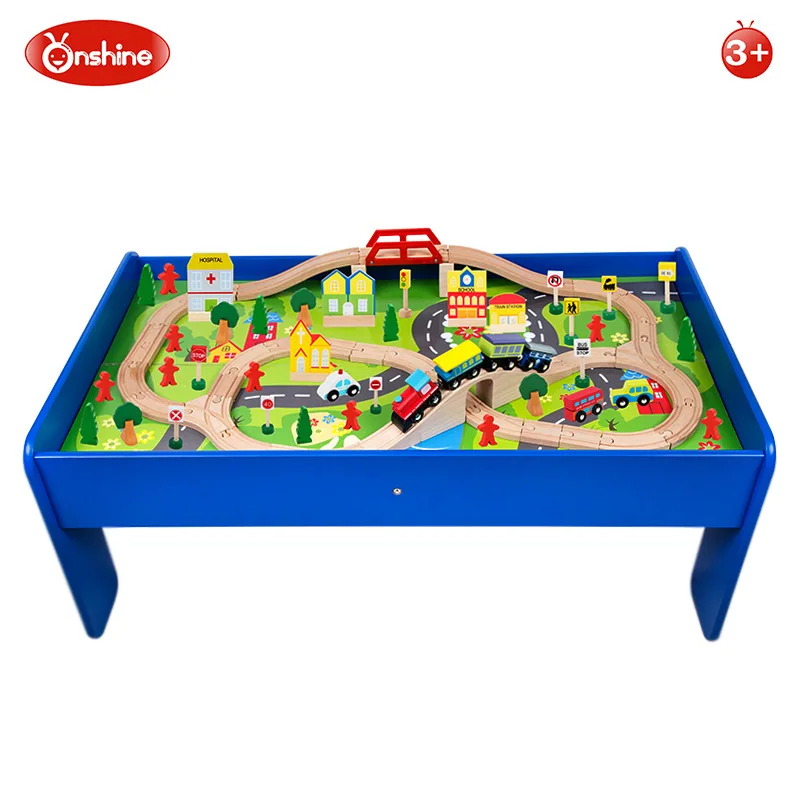 

Onshine Educational Children Disassembly Wooden 90 Pieces Camera Track Roller Coaster Toy Game Table Compatible Small Train
