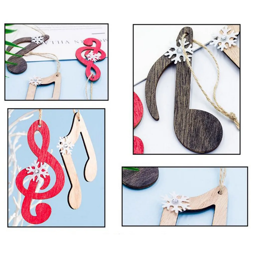 Деревянные расписные музыкальные ноты дерево снежинка Рождественские украшения