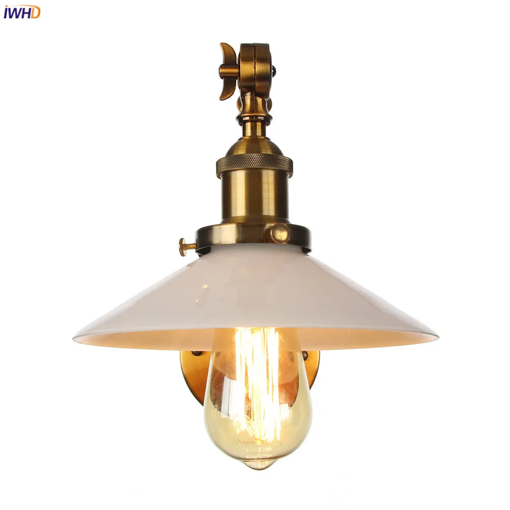 Светодиодный настенный светильник IWHD из белого стекла золотистого цвета