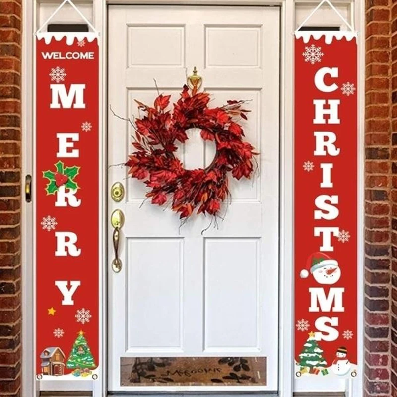 Rantion Merry Christmas знак для крыльца декоративная дверь Рождественская вывеска для крыльца баннер подвесной дверной баннер для дома висящий Рождественский