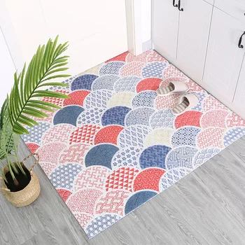 

Entrance door mat PVC wire loop elasticity Rebound carpet DIY bathroom non-slip rug kitchen waterproof oilproof floor mat custom