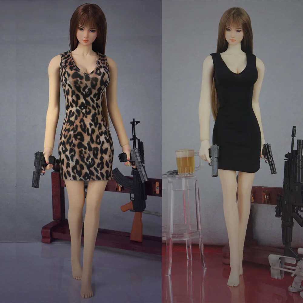 

1/6 Scale Sexy Female Accessory Clothes Suit Mini Skirt Black Leopard Print Dress Slim Pack Hip Skirt for 12"JIAOU DOLL Body