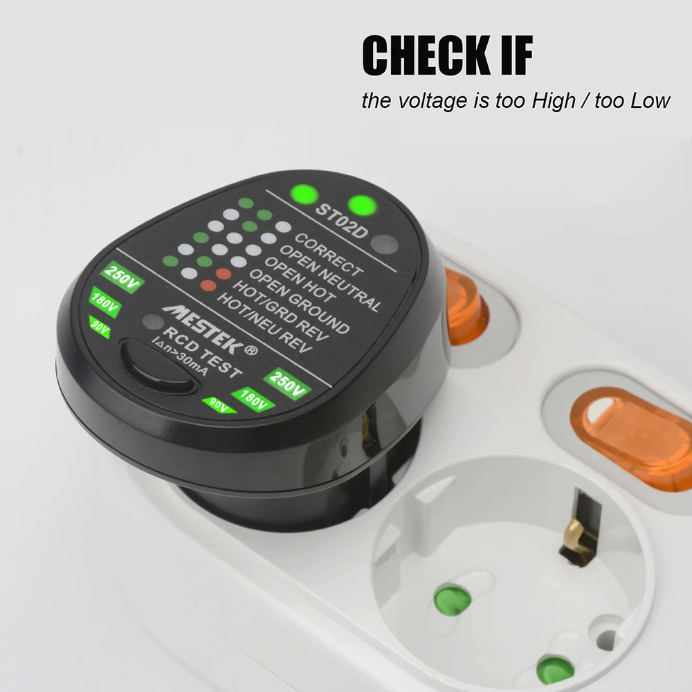 

Advanced RCD Electric Socket Tester Neutral Live Earth Wire Line Tester Circuit Polarity Detector With Voltage Backlight Display