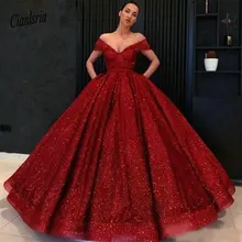 Красное бальное платье с открытыми плечами Бальные платья блестящие пайетки v-образный вырез Формальные платья для выпускного вечера Vestido de Fiesta
