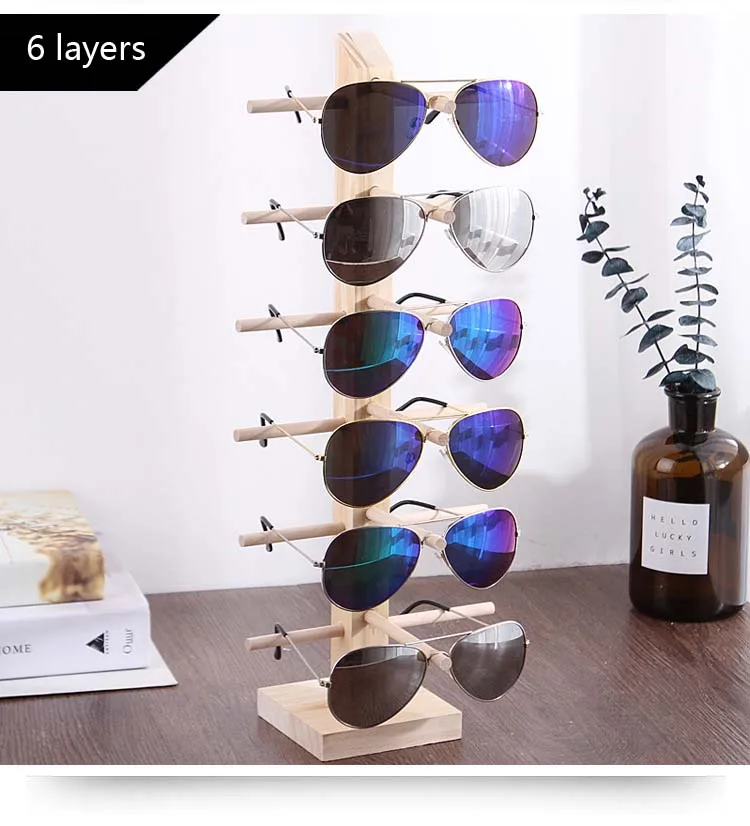  Soportes de exhibición de lentes de sol de madera de varias  capas, organizador de anteojos, soporte de almacenamiento para gafas,  escaparate de gafas de sol, estante de exhibición de joyas, 6 –