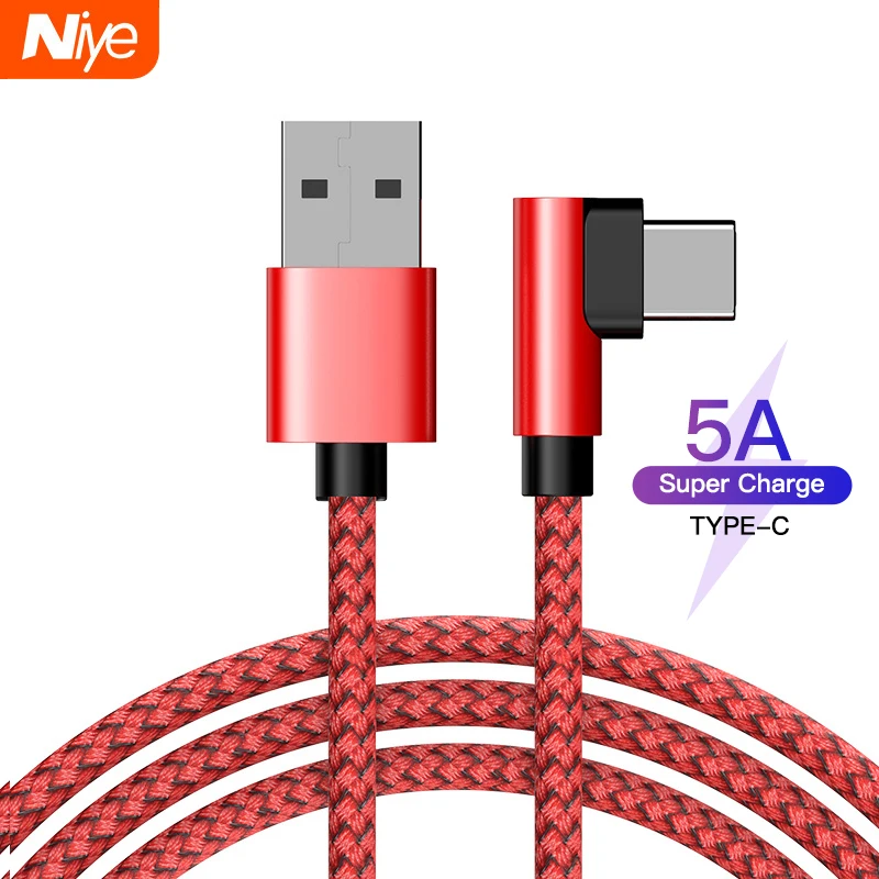 90 градусов локоть Type C зарядный кабель для Samsung USB 2A LG Huawei Mi Redmi Android быстрой зарядки
