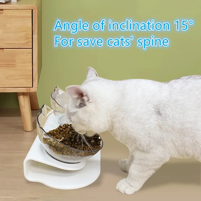 Non-Slip Double Cat Bowl Pet Water Food Feed Dog Bowls Pet Bowl With Inclination Stand Cats Feeder Feeding Bowl Kitten Supplies 2