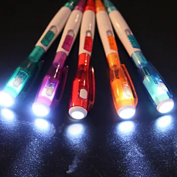 

1 Pc!!!!! Cute Creative Office Stationery Ballpoint Pen With New Led Flashlight Multifunction Pen School Stationery Color Random
