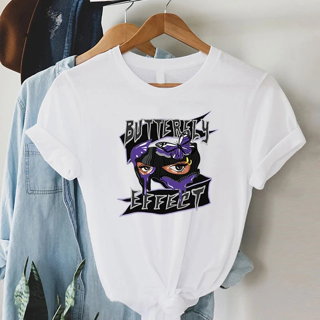 Camisetas estampadas con logotipo para mujer, lisa de alta calidad con efecto mariposa, 100% algodón, venta al por mayor _ - AliExpress Mobile