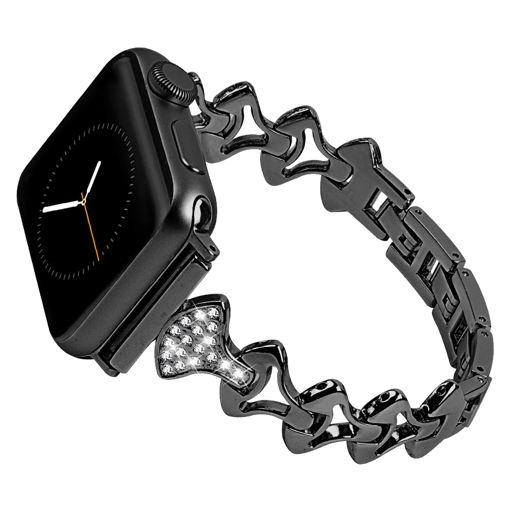 Ремешок для Apple watch band 5 4 44 40 мм алмазный браслет из нержавеющей стали correa link iwatch 3