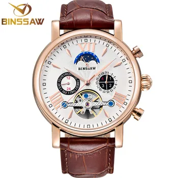 

Men Tourbillon Automatic Mechanical Watch Luxury Brand Stainless Steel Waterproof Sports Leather Watches Self-Wind Wristwatch