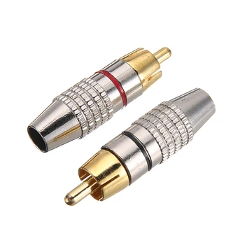 

2pcs Metal RCA Male Plug Connector High Quality RCA Male Audio Phono Solder Adapter Black+Red Mayitr