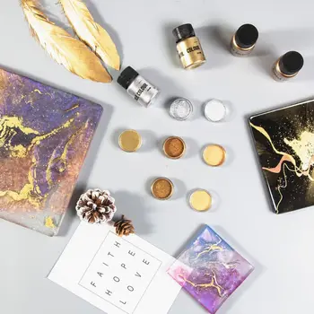 

4 Colors Epoxy Resin Colorant Glitter Marble Metallic Pigment Resin Jewelry Maki J78F