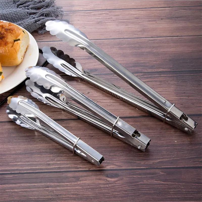 Safety Stainless Steel BBQ Buffet Ice Cooking Food Tongs Clamp Kitchen Tool JJ 