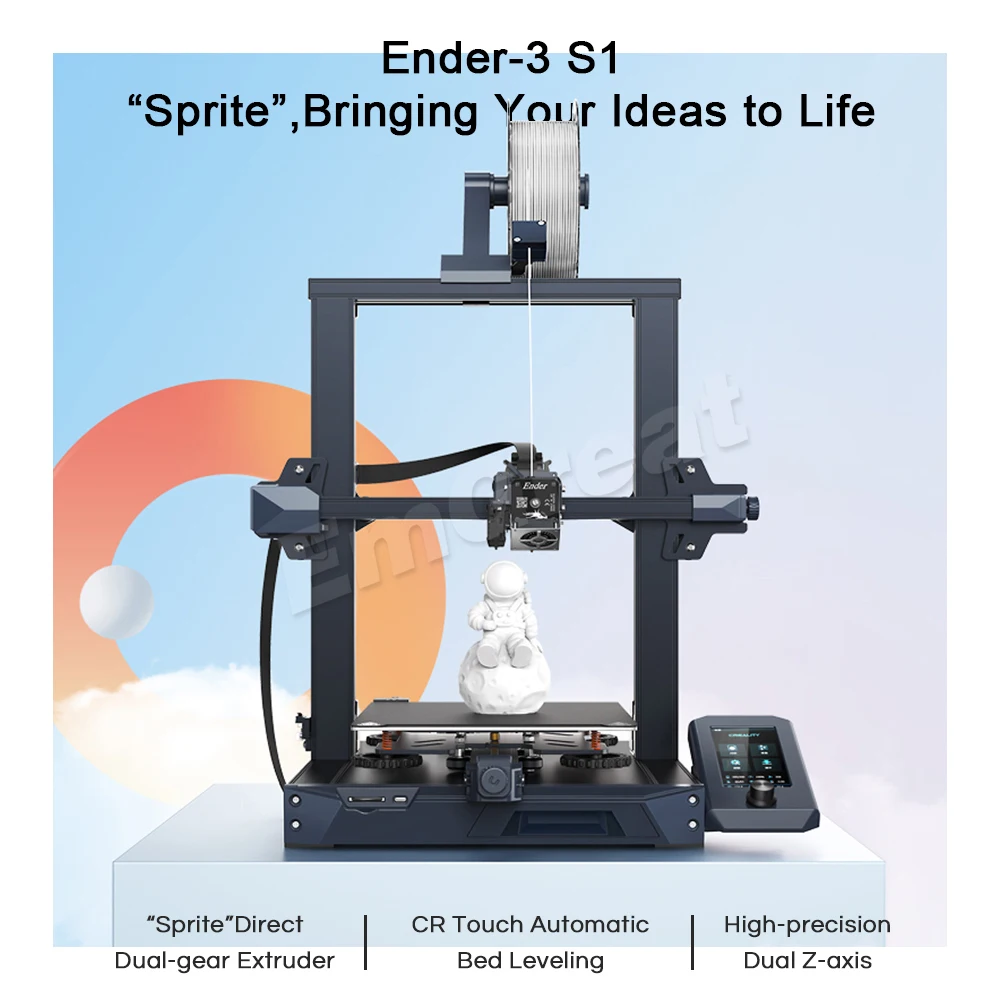 Creality Ender-3 S1 3D Printer Sprite Direct Dual-Gear Extruder CR Touch Automatic Bed Leveling High-Precision Dual Z-axis PC best resin 3d printer