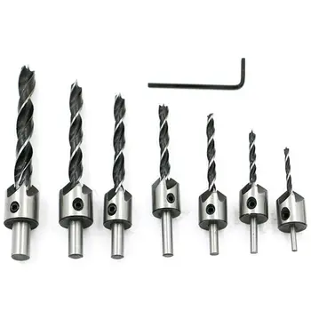 

7pcs Countersink Drill Bits Set Screw Woodworking Chamfer Tool carpenter reamer core drill 3-10mm