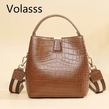 

2019 Woman Handbag Genuine Leather Bag Single Shoulder Sling Bags For Crocodile Diagonal Lines Satchel Luxury Handbags Women Sac