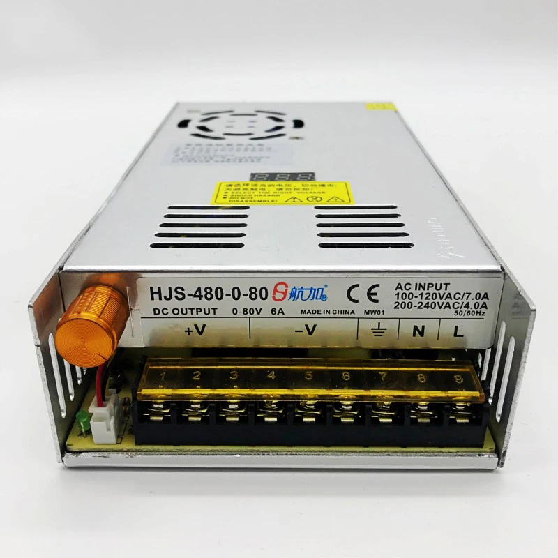 480W 6A 0-80V Регулируемый импульсный источник питания HJS-480-0-80 постоянного напряжения Регулируемый SMPS с цифровым дисплеем 110/220VAC