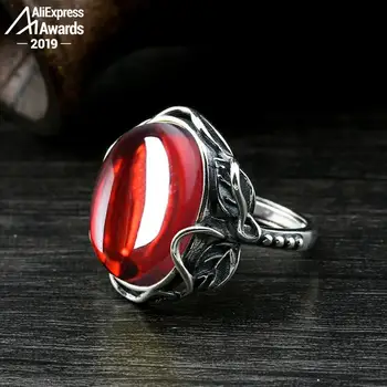 

13*18mm 6.18 Sale S925 Sterling Silver Australia Ruby Rings good taste Rings handicraft Gemstone Retro Chalcedony