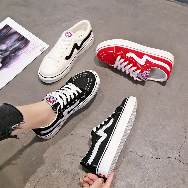 

INS White Shoes Women's 2019 Spring New Style Versatile Korean-style Casual Shoes Women's Extra High Students Basic Running Shoe