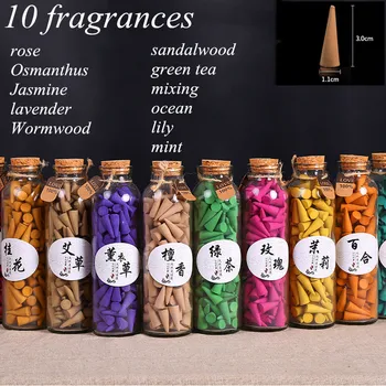 

Natural Plant Incense Portable 128pc Glass bottle Cones Fragrant Mixed Scented Tower Spices Rose Natural Sandalwood Agarwood