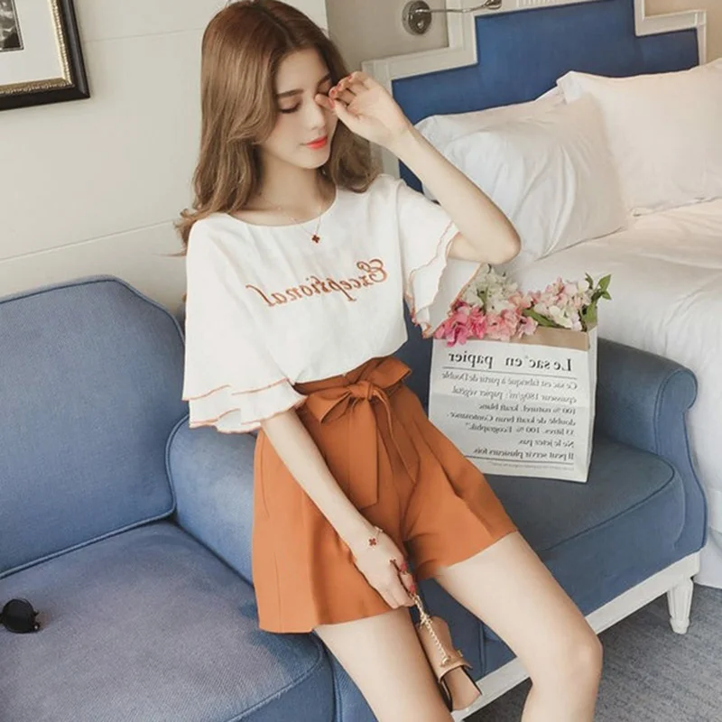 New Fashion Women's Sets Summer Women's Tracksuit Sexy Tracksuit Women Two Piece Set Embroidery Tops And Pants Suit Women Outfit